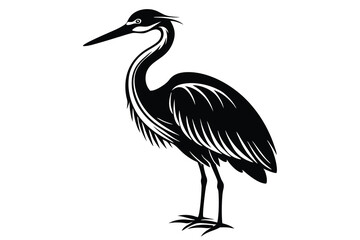 Obraz premium Vector isolated silhouette of a heron stork
