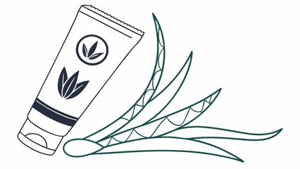 Minimalist vector illustration of an aloe vera gel tube