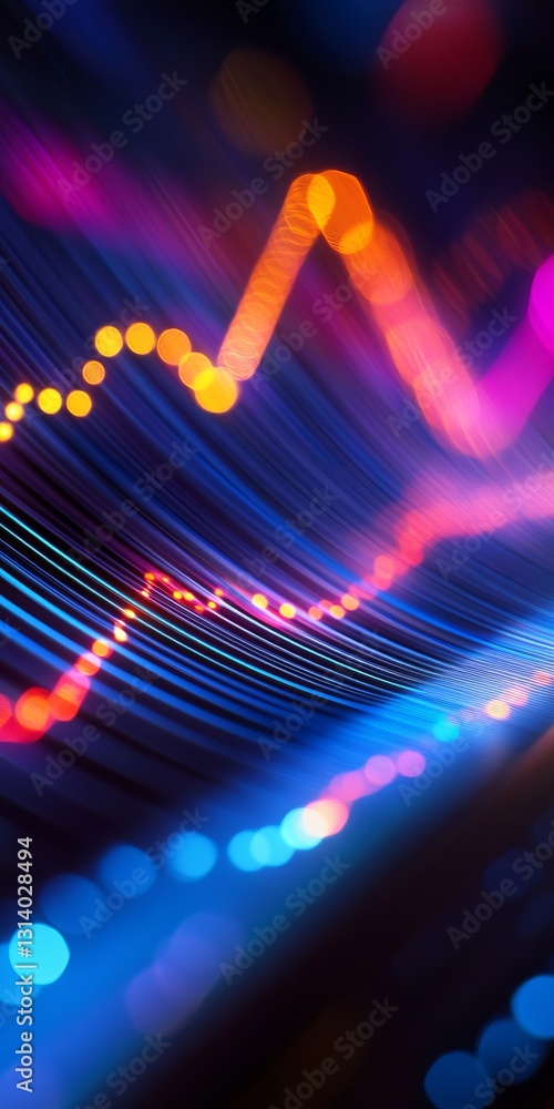 Poster a mesmerizing abstract design featuring colorful light waves and blurred patterns. perfect for techn