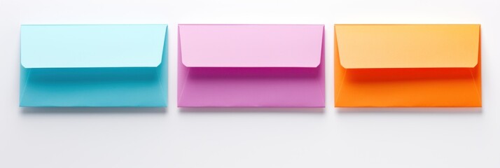 Fototapeta premium Three Colorful Envelopes in a Row: A Visual Representation of Communication and Organization