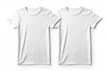 Two Plain White T-Shirts on a Solid Background