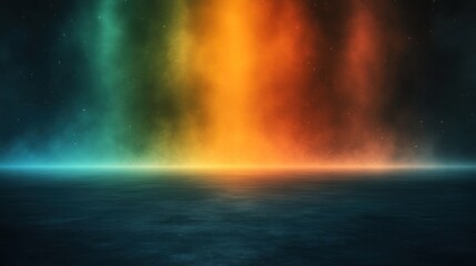 Naklejka premium Mystical Nightscape: Ethereal Lights and Celestial Reflections