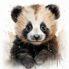 Obraz premium Watercolor Painting of a Cute and Playful Baby Panda