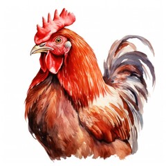 Watercolor Painting of a Rooster: A Vibrant and Expressive Portrait