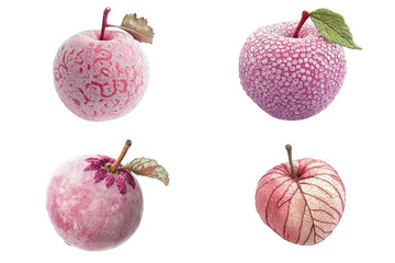 Unique pink apples displaying intricate textures nature image collection studio close-up creative food art