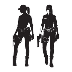 Community Guardian Police Officer silhouette, fostering trust and security - Police illustration - Minimalist Police vector - Profession silhouette

