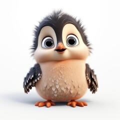 Fototapeta premium A 3D Render of a Cute, Fuzzy, and Adorable Baby Penguin