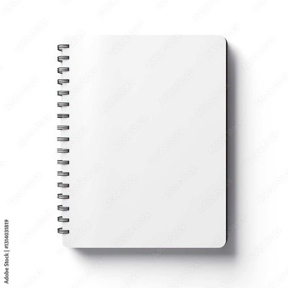 Aufkleber a blank white spiral-bound notebook with a shadow on a solid background