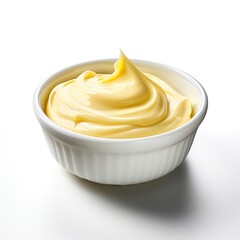 A Bowl of Mayonnaise on a White Background
