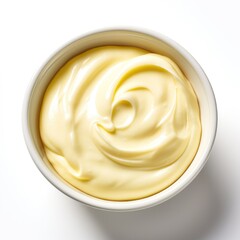 A Bowl of Mayonnaise on a White Background