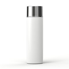 A Clean and Minimalist White Bottle with a Silver Cap
