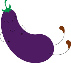 Cute eggplant in cartoon style. Violet aubergine template