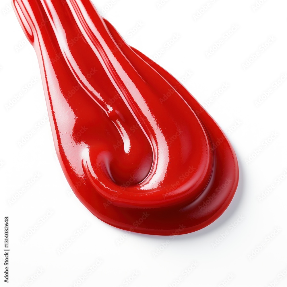 Poster a close-up view of a red paint splat on a white background