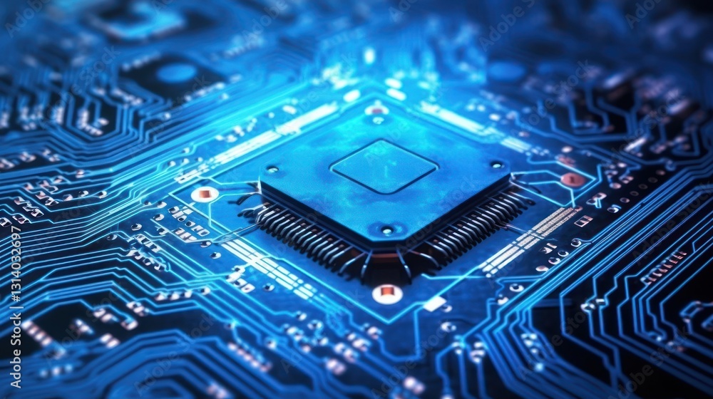 Aufkleber a close-up view of a microchip on a circuit board