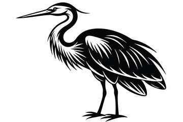 Vector isolated silhouette of a stork on a white background