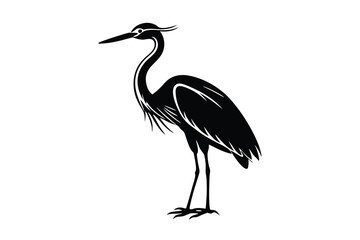 Obraz premium Vector isolated silhouette of a stork on a white background