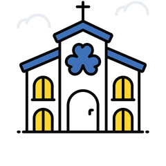 Church vector filled outline icon. EPS 10 file
