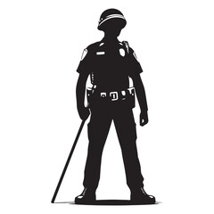 Lifelong Protector Police Officer silhouette, devoted to public safety - Police illustration - Minimalist Police vector - Profession silhouette
