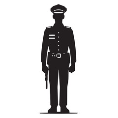 Honorable Police Officer silhouette, upholding justice with dignity - Police illustration - Minimalist Police vector - Profession silhouette
