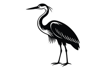 Stork Silhouette Vector Illustration White Background