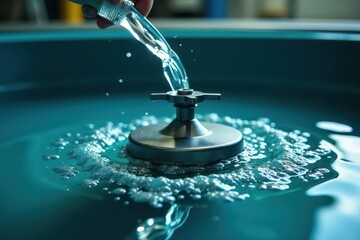 Close-up of aeration impeller in a large tank , dissolved oxygen, chemical process, bioreactor