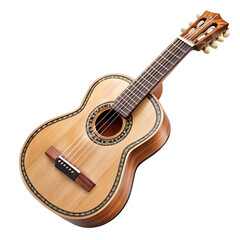 Fototapeta premium Classical Guitar, This image of a classic guitar, its wooden body gleaming, invites you to explore its music potential. Its elegant design is a symbol of music.