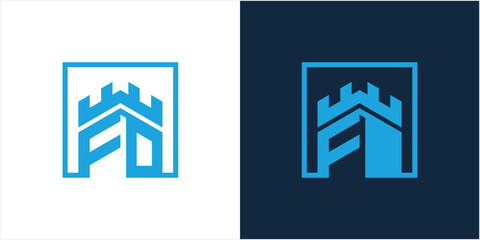 Creative Castle  with leter F ,FD,abstract icon Logo Design vector Template
