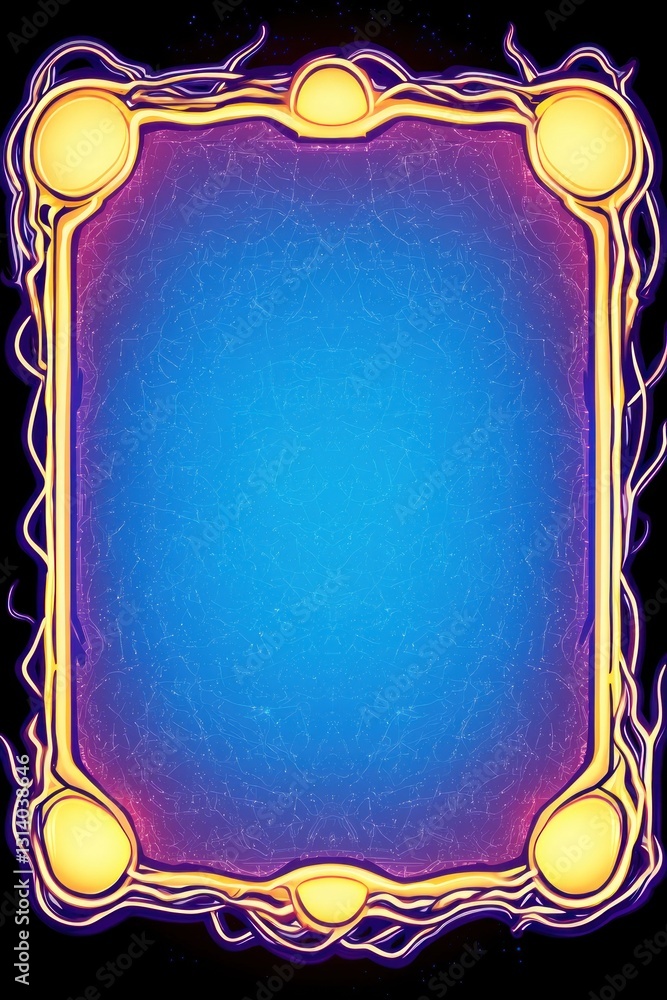 Aufkleber glowing rectangular frame with energy effects, on a dark gradient background