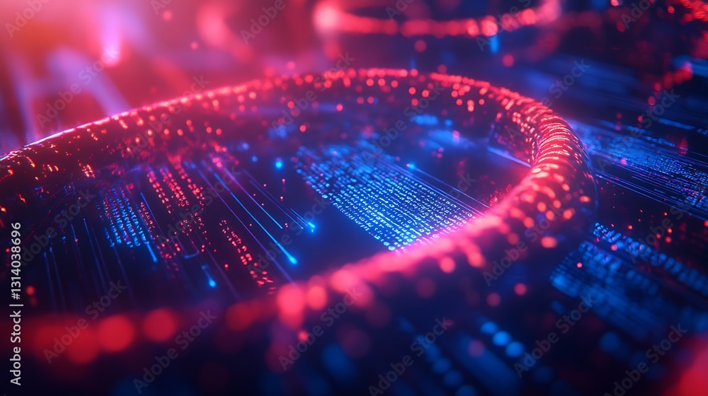 Aufkleber abstract glowing dna helix with digital code.