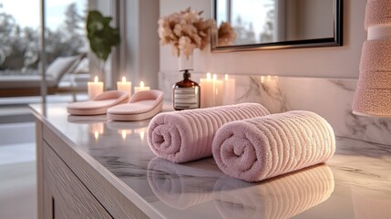 Relaxing spa bathroom scene