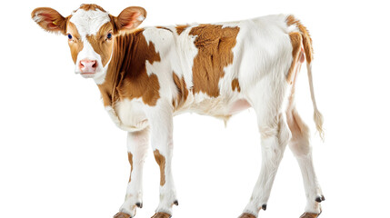 Fawn and white Guernsey cows renowned for their rich milk production isolated on transparent background