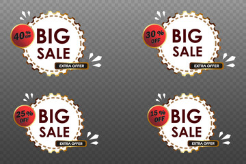 Set of sales and discounts, stickers and stickers. Discounts for purchases with percentage.