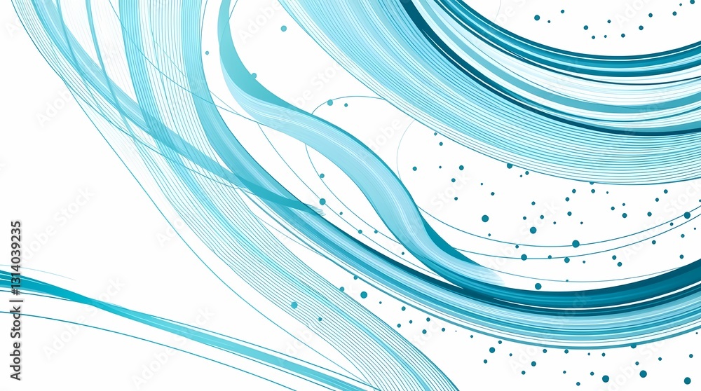 Poster flowing abstract: an ethereal abstract design of flowing lines in varying shades of blue. soft curve