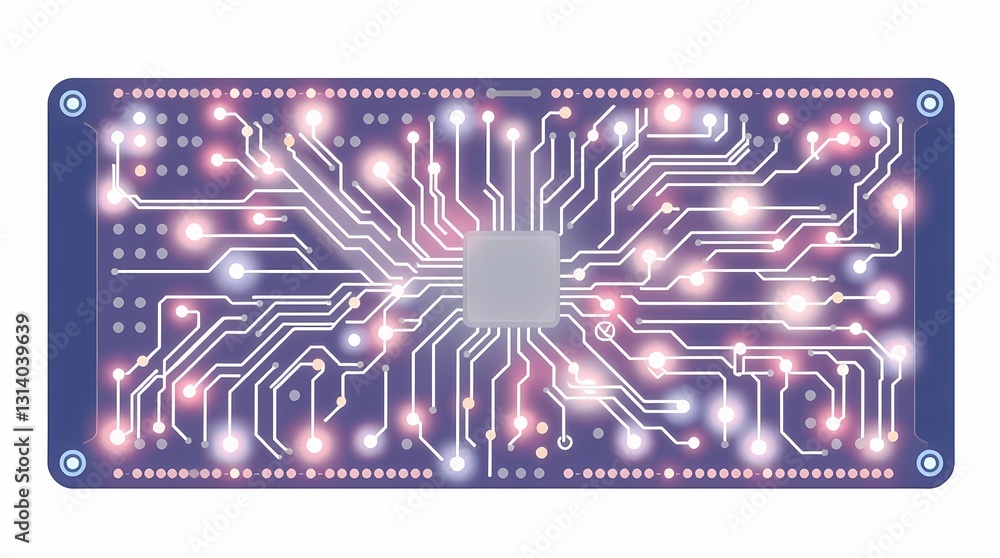 Poster digital circuit board: an intricate, glowing digital circuit board illustrating interconnected pathw