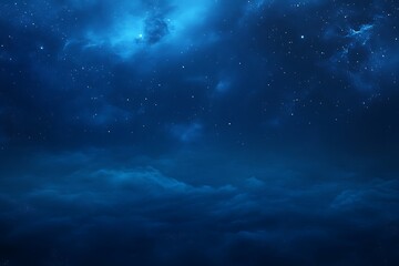 Obraz premium Calming Blue Gradient Sky with Stars and Misty Fog for Tranquil Atmosphere
