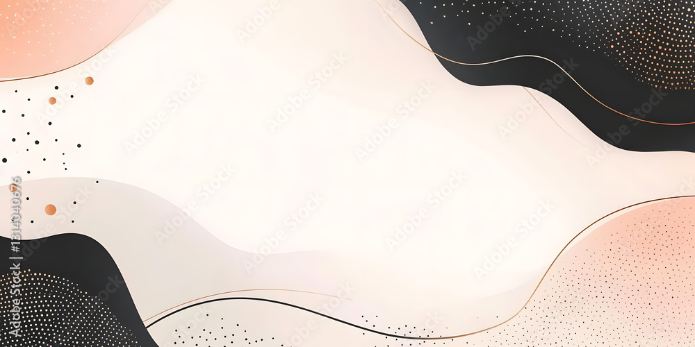 Poster abstract design featuring soft curves and dots in pastel colors, creating a modern background