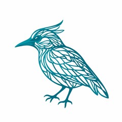 Obraz premium Artistic Bird Illustration: An intricate illustration of a stylized bird, rendered in a unique teal color, with a focus on pattern and design.