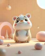 Naklejka premium Whimsical 3D Animal Render