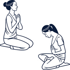 Yoga and meditation poses in minimal line art style