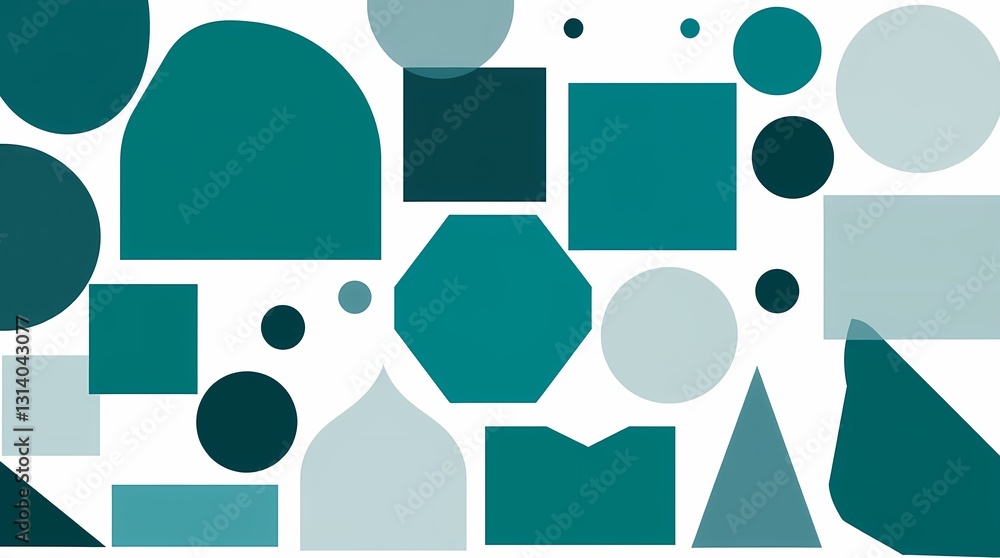 Aufkleber geometric teal: an elegant geometric composition featuring an array of teal shapes, including circle