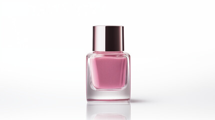 Pink Nail Polish Bottle Square Glass Silver Cap Beauty Product