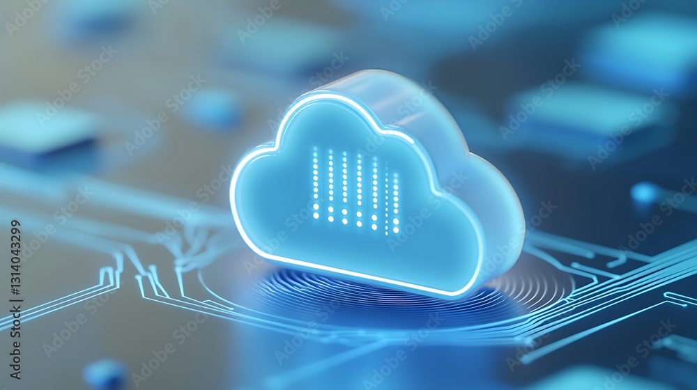 Poster futuristic cloud computing icon on digital circuit background for technology and innovation concepts
