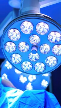 Surgical Lamps Illuminating an Operating Room Preparing for a Critical Medical Procedure Scene