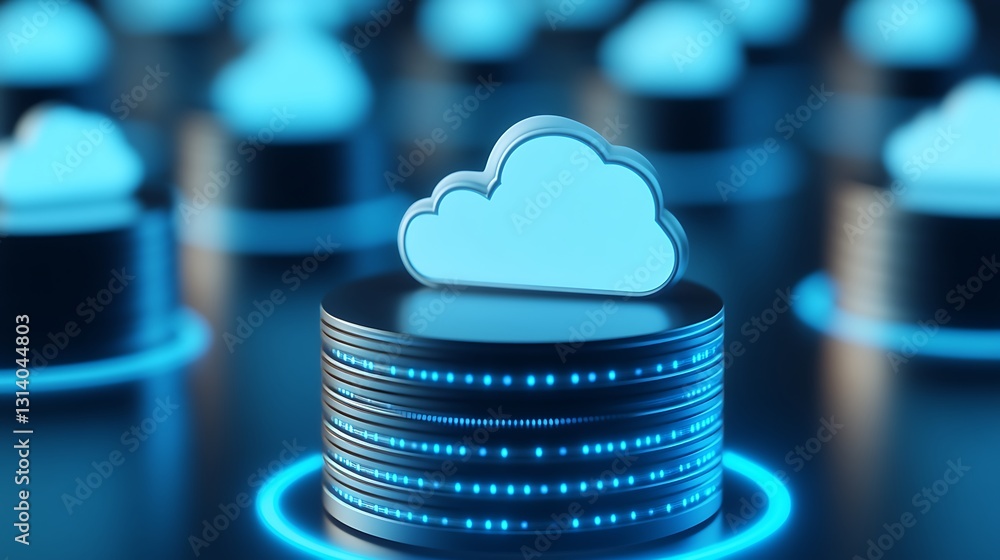 Aufkleber futuristic cloud storage concept with data circuits and digital technology over a dark background