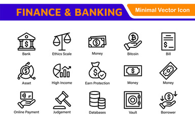 Finance and Accounting Icons Collection. Vector-Based Icons for Money Management, Investment, Taxes, and Business Finance