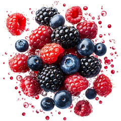 A Colorful Mix of Berries Blueberries Raspberries and Isolated on Transparent Background