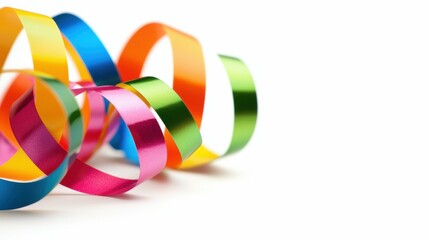 Colorful Celebration Swirling Ribbons of Joy and Festivity on a Pristine White Backdrop Display