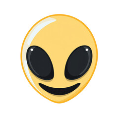 smiling alien emoji face illustration on transparent background