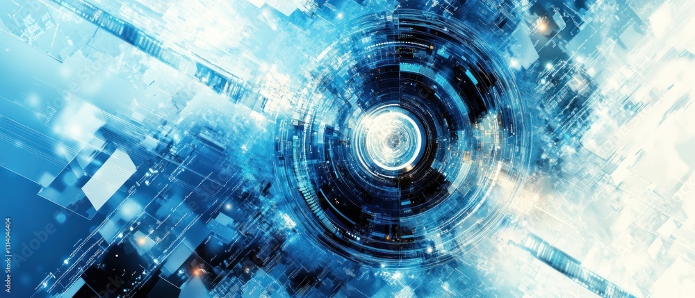 Poster abstract digital technology background with glowing circles
