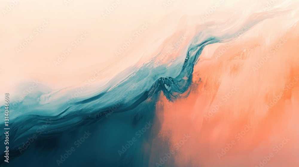 Poster abstract depiction of flowing paints in multiple colors and textures
